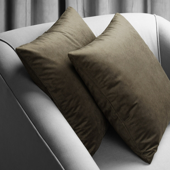 Set of 2 luxury dark brown pillow covers with zipper closure for modern home decor, perfect for living rooms, bedrooms, and sofas.