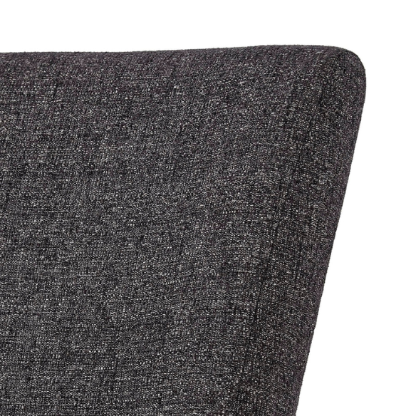 Set of 2 upholstered Parson dining chairs in dark charcoal grey fabric with espresso wood legs and high backs, ideal for formal and casual dining spaces.