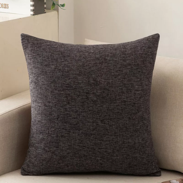 Dark Grey Cotton Linen Throw Pillow Cover – Square Decorative Cushion Case with Hidden Zipper for Sofa, Bed, or Living Room Decor (Available in 4 Sizes)