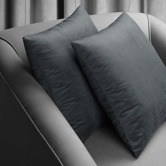 Set of 2 dark grey pillow covers with zipper closure, modern and elegant design for sofas, beds, and home decor accents.