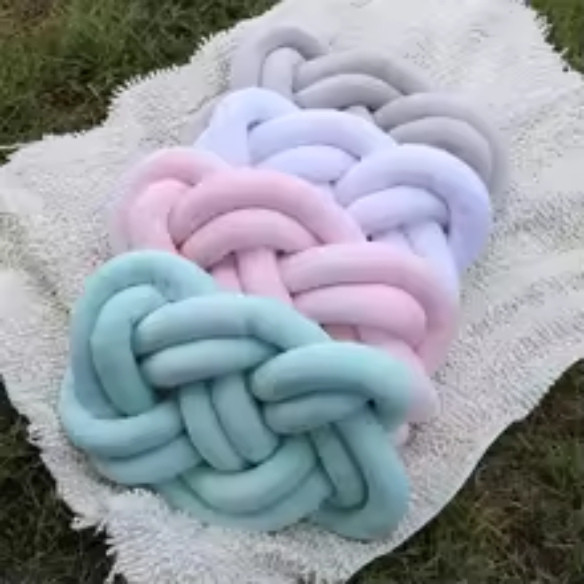 Light Blue Knot Throw Pillow – Soft Plush Decorative Cushion for Sofa, Bed, Nursery or Kids Room (17.7 x 13.7 inches)