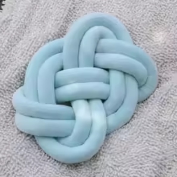 Light Blue Knot Throw Pillow – Soft Plush Decorative Cushion for Sofa, Bed, Nursery or Kids Room (17.7 x 13.7 inches)
