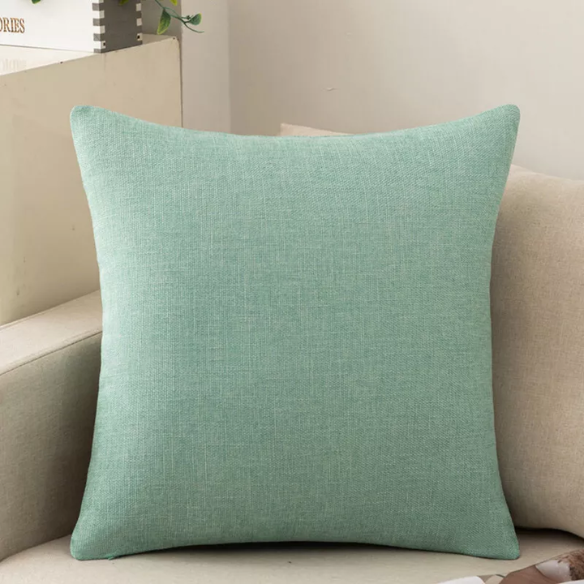 Light Green Cotton Linen Throw Pillow Cover – Decorative Square Cushion Case with Hidden Zipper for Sofa, Bed, or Chair (Available in 4 Sizes)