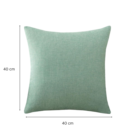 Light Green Cotton Linen Throw Pillow Cover – Decorative Square Cushion Case with Hidden Zipper for Sofa, Bed, or Chair (Available in 4 Sizes)