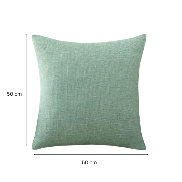 Light Green Cotton Linen Throw Pillow Cover – Decorative Square Cushion Case with Hidden Zipper for Sofa, Bed, or Chair (Available in 4 Sizes)