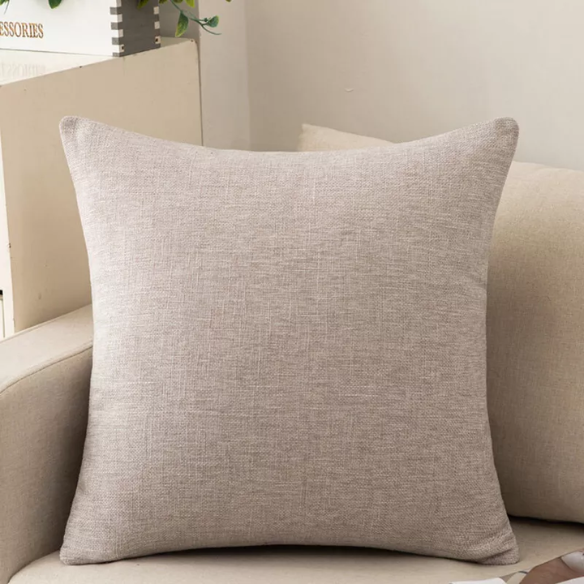 Light Grey Cotton Linen Throw Pillow Cover – Soft Square Decorative Cushion Case with Hidden Zipper for Sofa or Bed (Available in 4 Sizes)