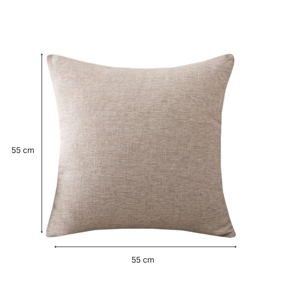 Light Grey Cotton Linen Throw Pillow Cover – Soft Square Decorative Cushion Case with Hidden Zipper for Sofa or Bed (Available in 4 Sizes)