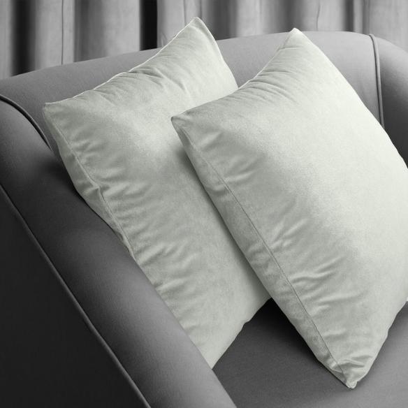 Set of 2 luxury light grey pillow covers with zipper closure for modern home decor, perfect for living rooms, bedrooms, and sofas.