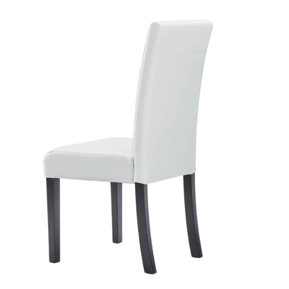 Set of 2 light grey PU leather Parsons dining chairs with cushioned seats and solid wood legs, designed for modern or contemporary dining spaces.