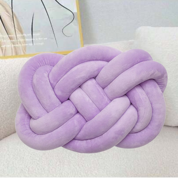 Lilac Knot Throw Pillow – Soft Plush Decorative Cushion for Sofa, Bed, Nursery or Kids Room (17.7 x 13.7 inches)