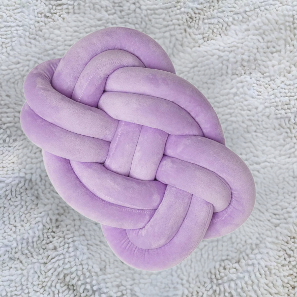 Lilac Knot Throw Pillow – Soft Plush Decorative Cushion for Sofa, Bed, Nursery or Kids Room (17.7 x 13.7 inches)