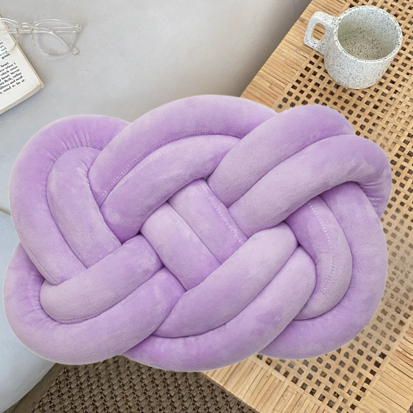 Lilac Knot Throw Pillow – Soft Plush Decorative Cushion for Sofa, Bed, Nursery or Kids Room (17.7 x 13.7 inches)
