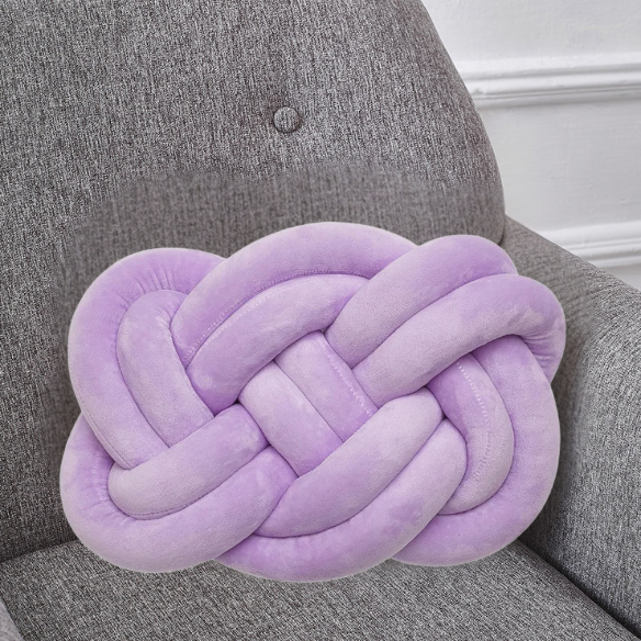Lilac Knot Throw Pillow – Soft Plush Decorative Cushion for Sofa, Bed, Nursery or Kids Room (17.7 x 13.7 inches)