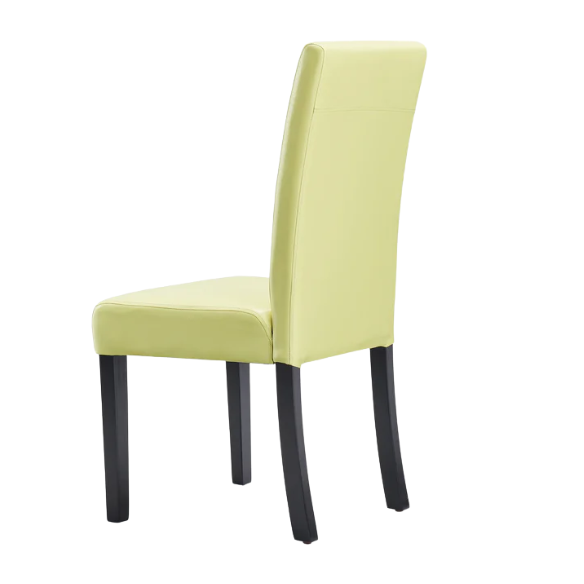 Set of 2 lime green PU leather Parsons dining chairs featuring cushioned seats and solid wood legs, perfect for bold and modern dining room designs.