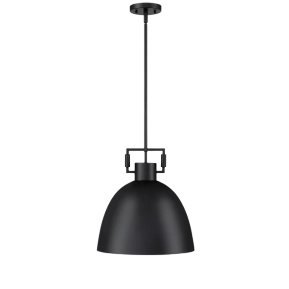 Modern matte black metal pendant light with dome shade, adjustable ceiling fixture for kitchen island, hallway, or bedroom