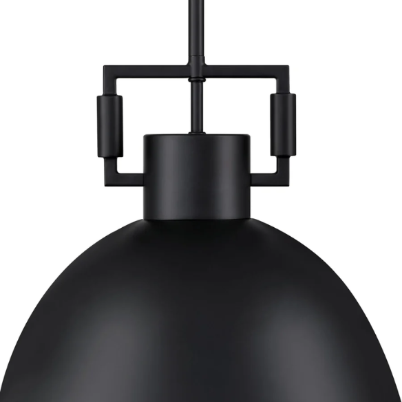 Modern matte black metal pendant light with dome shade, adjustable ceiling fixture for kitchen island, hallway, or bedroom