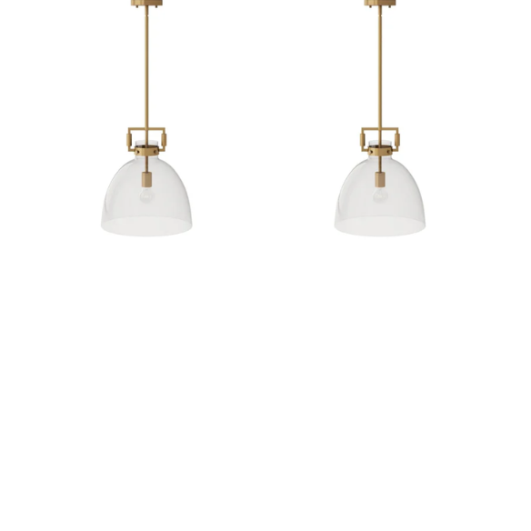 Modern gold pendant light with clear glass dome shade, adjustable hanging ceiling fixture for kitchen island, entryway, or bedroom