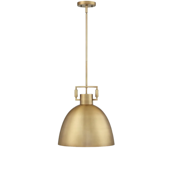 Modern gold metal pendant light with matte dome shade, adjustable ceiling fixture for kitchen island, hallway, or bedside lighting