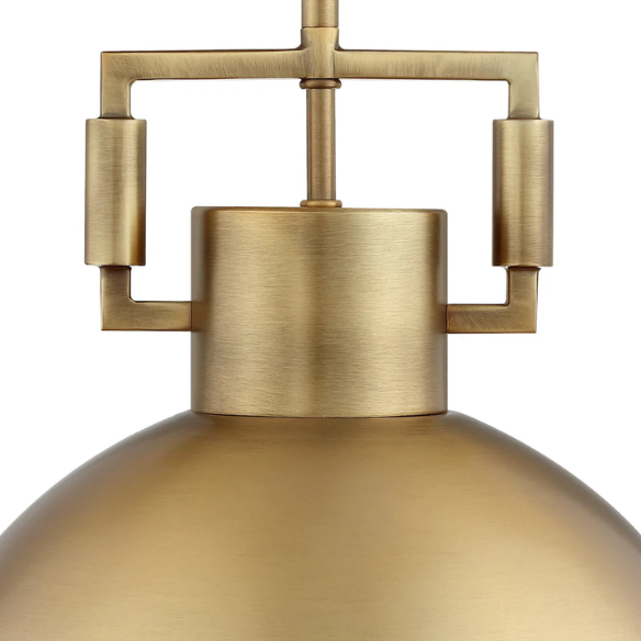 Modern gold metal pendant light with matte dome shade, adjustable ceiling fixture for kitchen island, hallway, or bedside lighting