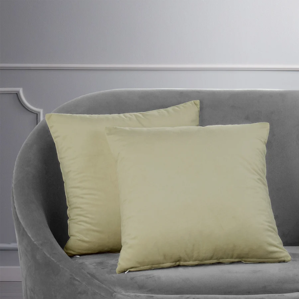 Set of 2 luxury muted yellow pillow covers with zipper closure for modern home decor, perfect for living rooms, bedrooms, and sofas.