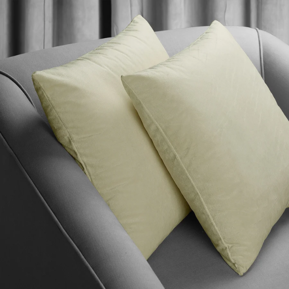 Set of 2 luxury muted yellow pillow covers with zipper closure for modern home decor, perfect for living rooms, bedrooms, and sofas.