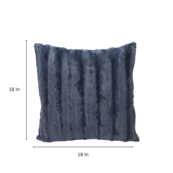 Set of two navy blue faux fur throw pillows, 18x18 inches, square decorative cushions with soft microfiber filling—ideal for sofas, beds, and cozy accent chairs