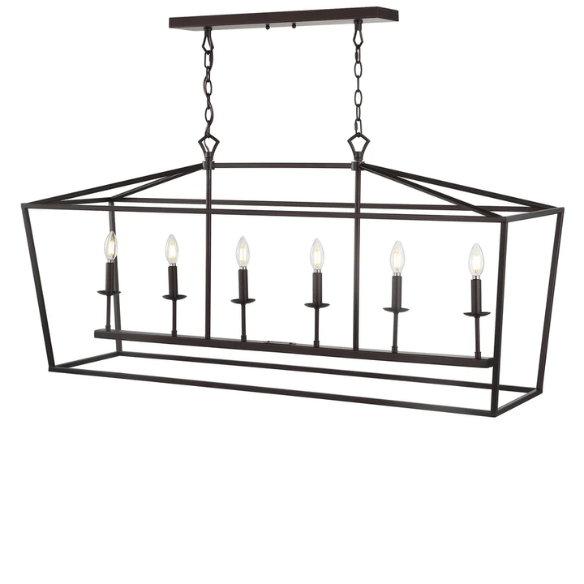 Oil rubbed bronze lantern-style pendant light with exposed LED bulb and adjustable hanging chain, ideal for kitchens, dining rooms, or hallways