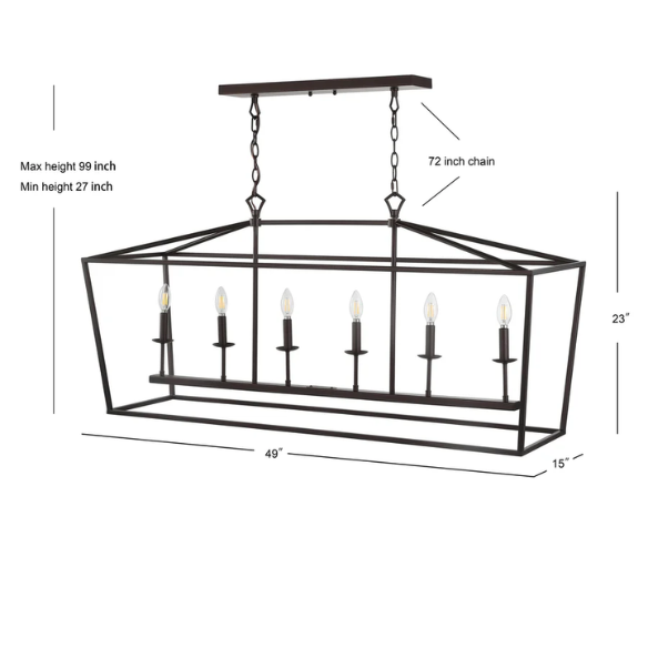 Oil rubbed bronze lantern-style pendant light with exposed LED bulb and adjustable hanging chain, ideal for kitchens, dining rooms, or hallways