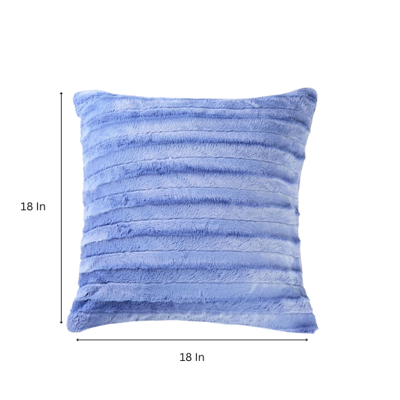 Set of two periwinkle faux fur throw pillows, 18x18 inches, square plush decorative cushions with microfiber fill—ideal for soft, pastel-toned interiors, nurseries, and cozy lounges