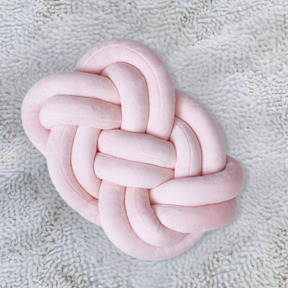 Pink Knot Throw Pillow – Plush Decorative Cushion for Sofa, Bed, Nursery or Kids Room (17.7 x 13.7 inches)