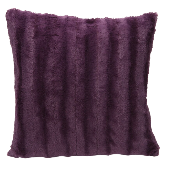 Set of two purple faux fur throw pillows, 18x18 inches, square plush decorative cushions with microfiber fill—perfect for adding vibrant color and comfort to sofas, beds, and modern interiors
