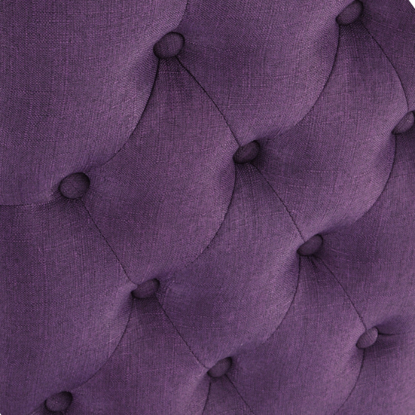 Set of 2 purple tufted high-back dining chairs with espresso-finished solid wood legs and soft polyester upholstery—ideal for adding color and elegance to dining spaces.