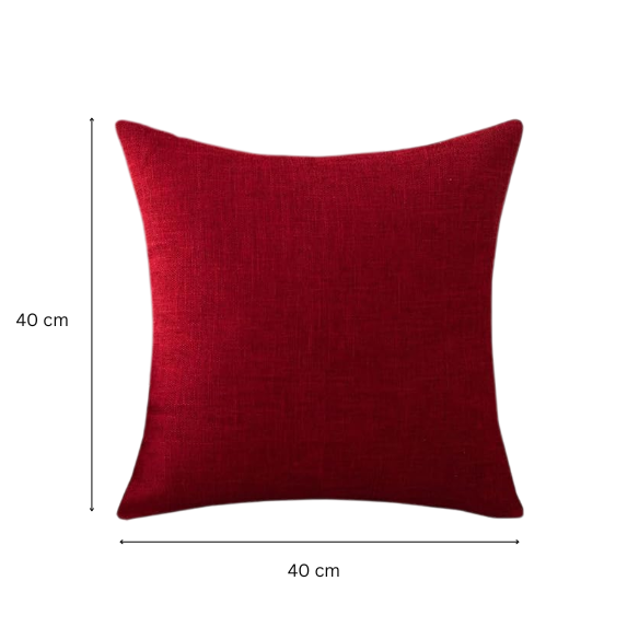 Red Cotton Linen Throw Pillow Cover – Square Decorative Cushion Case with Hidden Zipper for Sofa, Bed, or Living Room (Available in 4 Sizes)