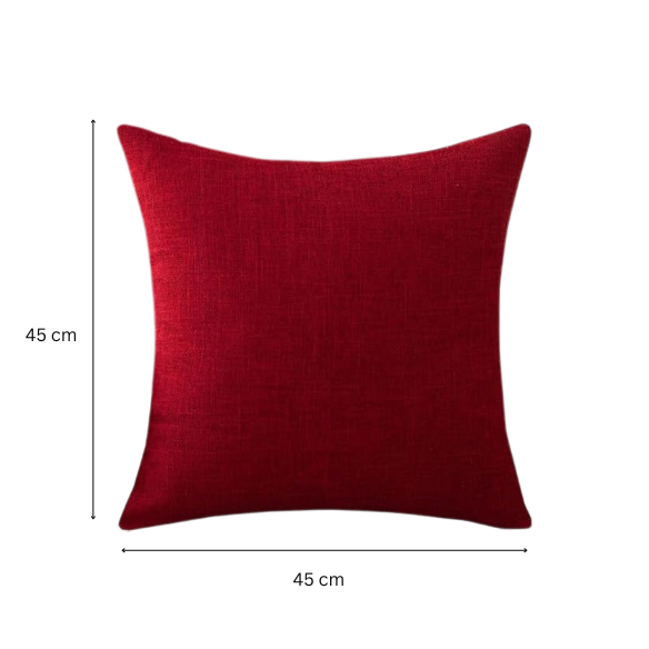 Red Cotton Linen Throw Pillow Cover – Square Decorative Cushion Case with Hidden Zipper for Sofa, Bed, or Living Room (Available in 4 Sizes)