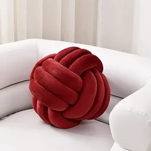 Red Wine Geometric Decorative Throw Pillow – Elegant Modern Cushion for Sofa, Bed, or Home Decor (22 cm & 28 cm Sizes)