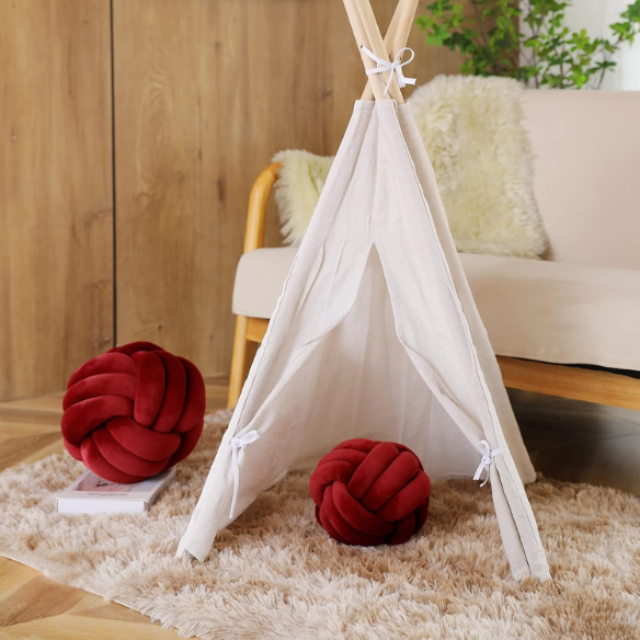 Red Wine Geometric Decorative Throw Pillow – Elegant Modern Cushion for Sofa, Bed, or Home Decor (22 cm & 28 cm Sizes)