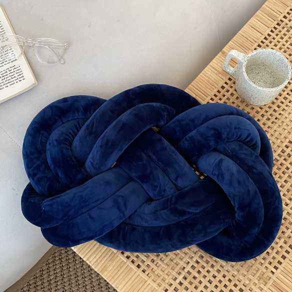Royal Blue Knot Throw Pillow – Plush Decorative Cushion for Sofa, Bed, Nursery or Kids Room (17.7 x 13.7 inches)