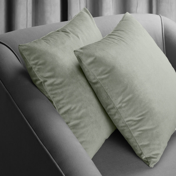 Set of 2 slate grey pillow covers with zipper closure, perfect for modern home decor in living rooms, bedrooms, and more.