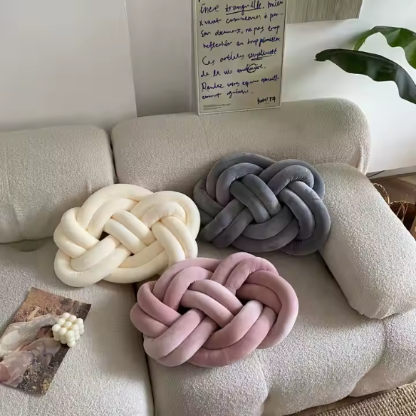 Soft Pink Knot Throw Pillow – Plush Decorative Cushion for Sofa, Bed, Nursery or Kids Room (17.7 x 13.7 inches)