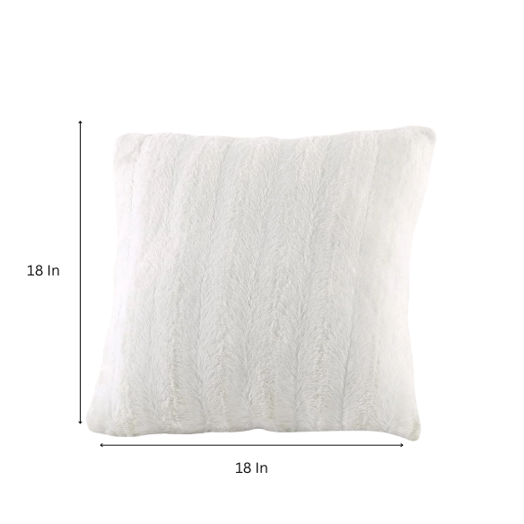 Set of two white faux fur throw pillows, 18x18 inches, square plush decorative cushions with microfiber fill—perfect for modern, minimalist, or cozy home interiors