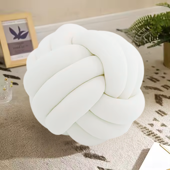 White Geometric Decorative Throw Pillow – Clean Modern Cushion for Sofa, Bed, or Home Decor (22 cm & 28 cm Sizes)