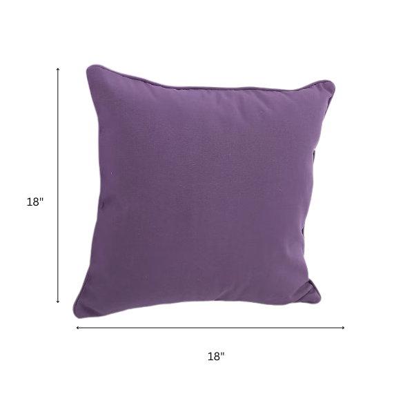 Set of two purple square throw pillows with corded edges and hidden zipper, ideal for modern or eclectic indoor décor
