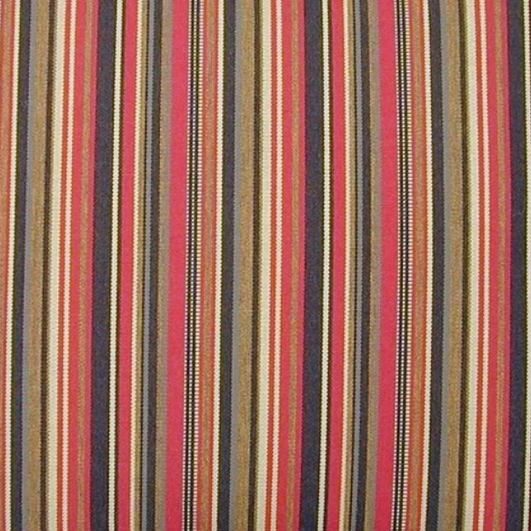 Striped accent pillow in red, brown, and gold – reversible, weather-resistant, and overstuffed with polyester fill for both indoor and outdoor use.