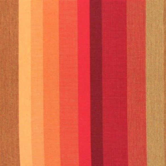 Striped accent pillow in red, orange, and brown – reversible, weather-resistant, and overstuffed for cozy indoor or outdoor décor.