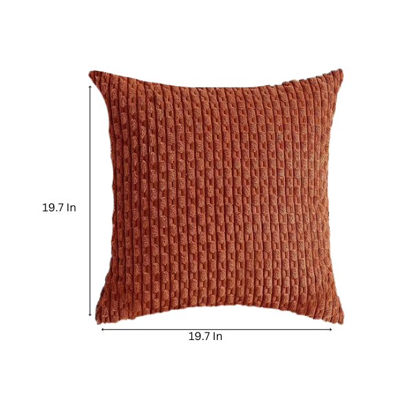 Rust Striped Corduroy Throw Pillow Cover – Modern and Boho Design, Zipper Closure, Durable Polyester Fabric