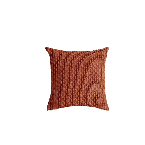 Rust Striped Corduroy Throw Pillow Cover – Modern and Boho Design, Zipper Closure, Durable Polyester Fabric