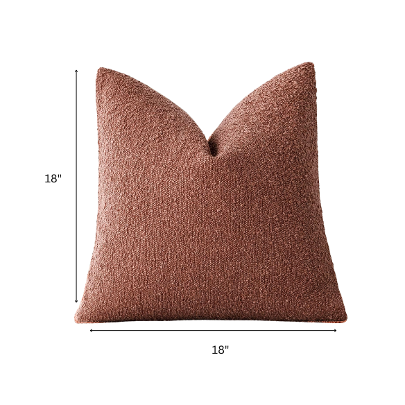 Rustic burnt orange boucle throw pillow cover with soft loop texture, 18x18 inches – cozy modern accent for sofa, bed, or armchair