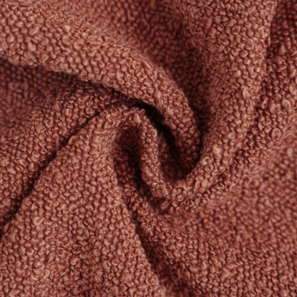 Rustic burnt orange boucle throw pillow cover with soft loop texture, 18x18 inches – cozy modern accent for sofa, bed, or armchair