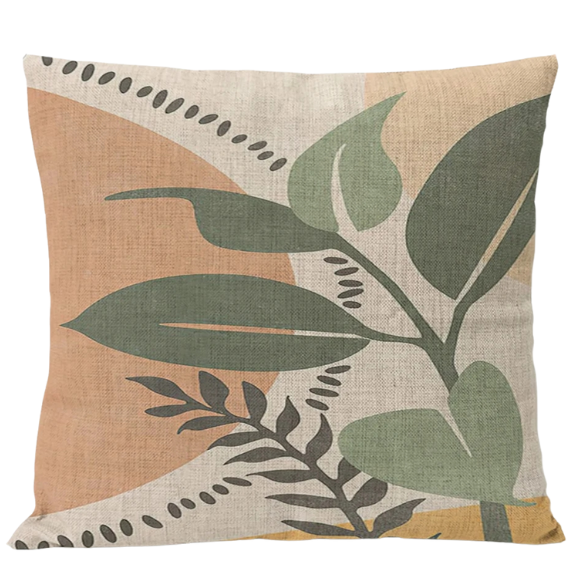 Nordic Boho Geometric Pillow Cover | Monstera Leaf & Rainbow Sun Throw Pillow Case | Artful Decorative Sofa Cushion for Stylish Home Decor