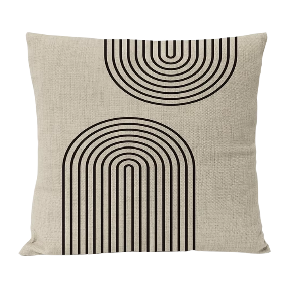 Modern Black Geometric Pillow Cover | Boho Arch Line Throw Pillow Case | Stylish Home Decor for Living Room & Sofa